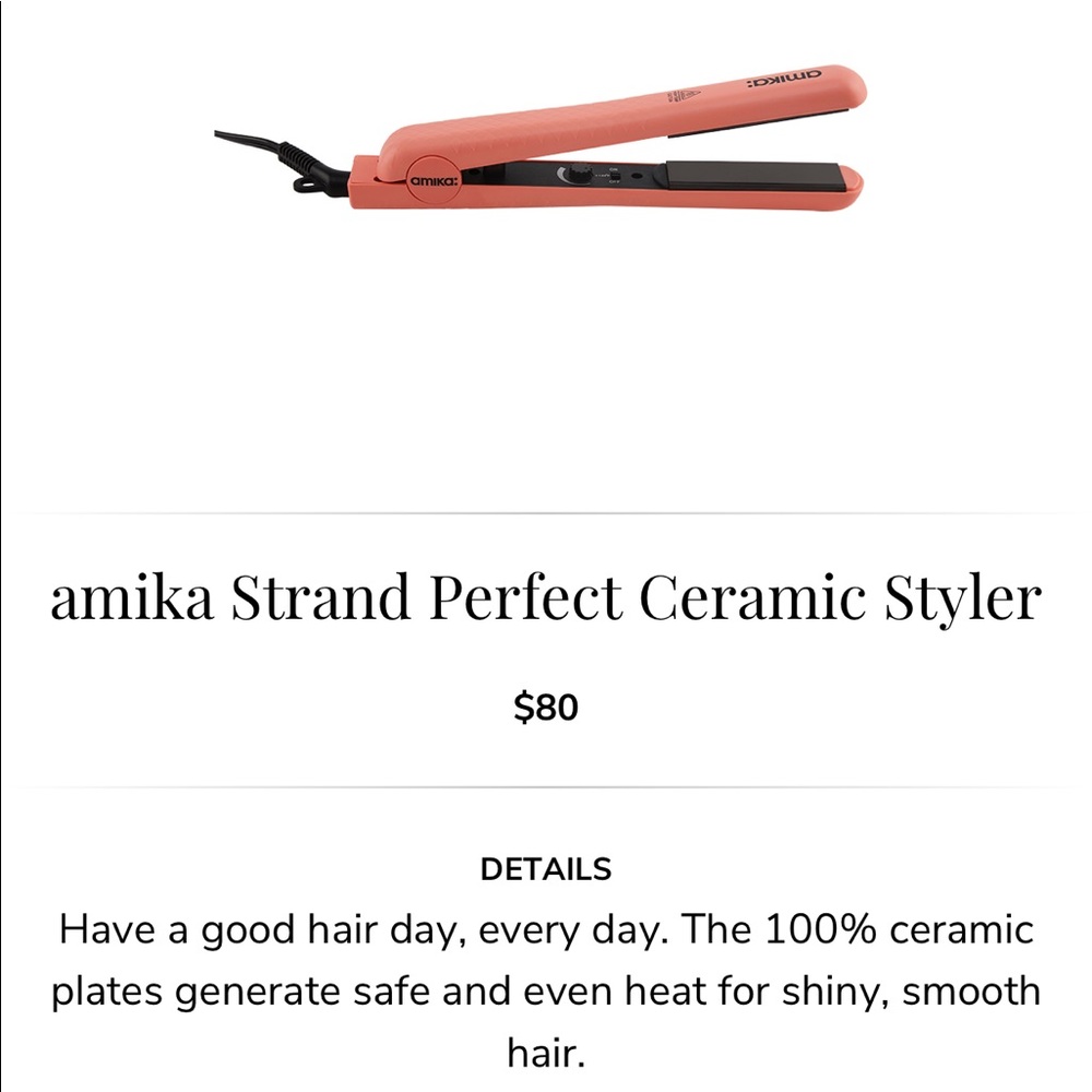amika Strand Perfect Ceramic Styler - Coral Pink